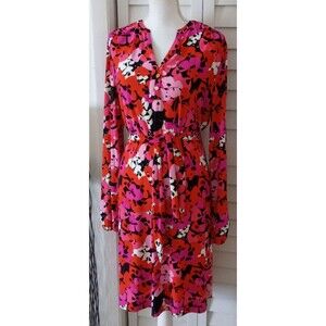 Pappagallo women's long sleeve Belted floral print dress M‎